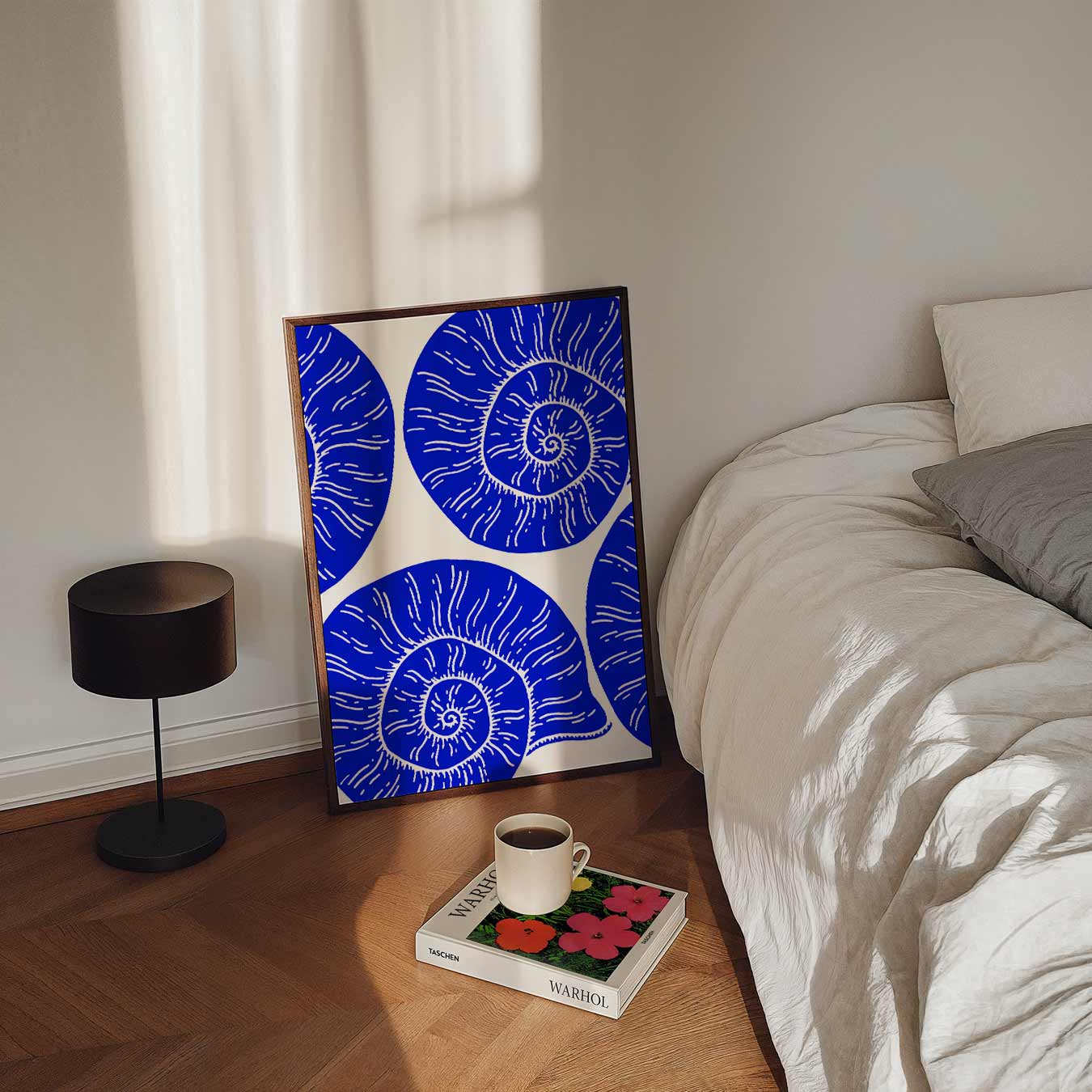 Spiralen in Blauw Poster-WallArtistic
