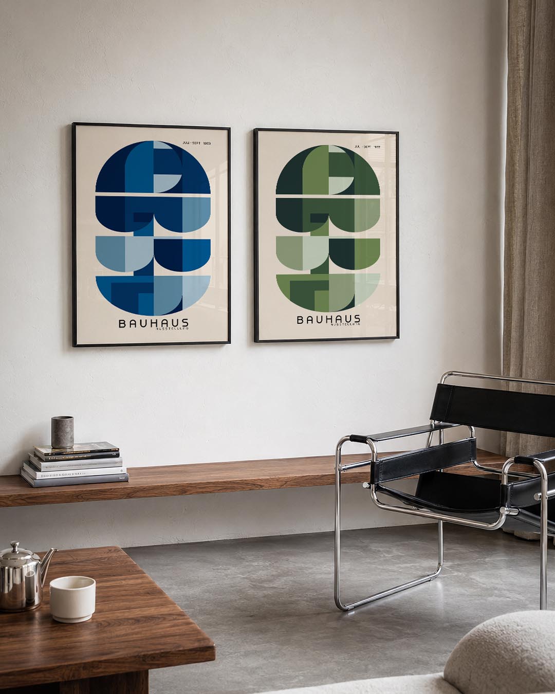 Blauwe vormenritme Posterset