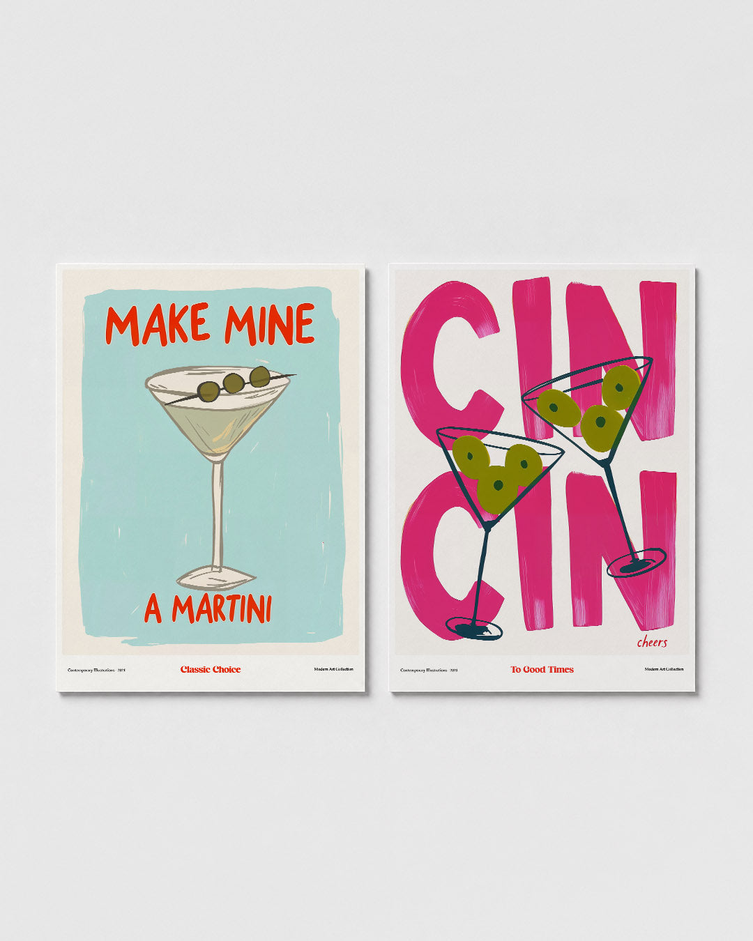 Cocktail illustratie Posterset