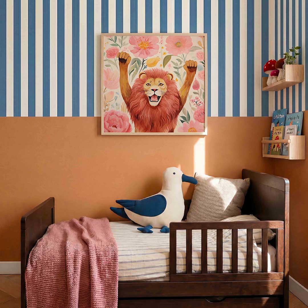 Leeuw met bloemen Poster