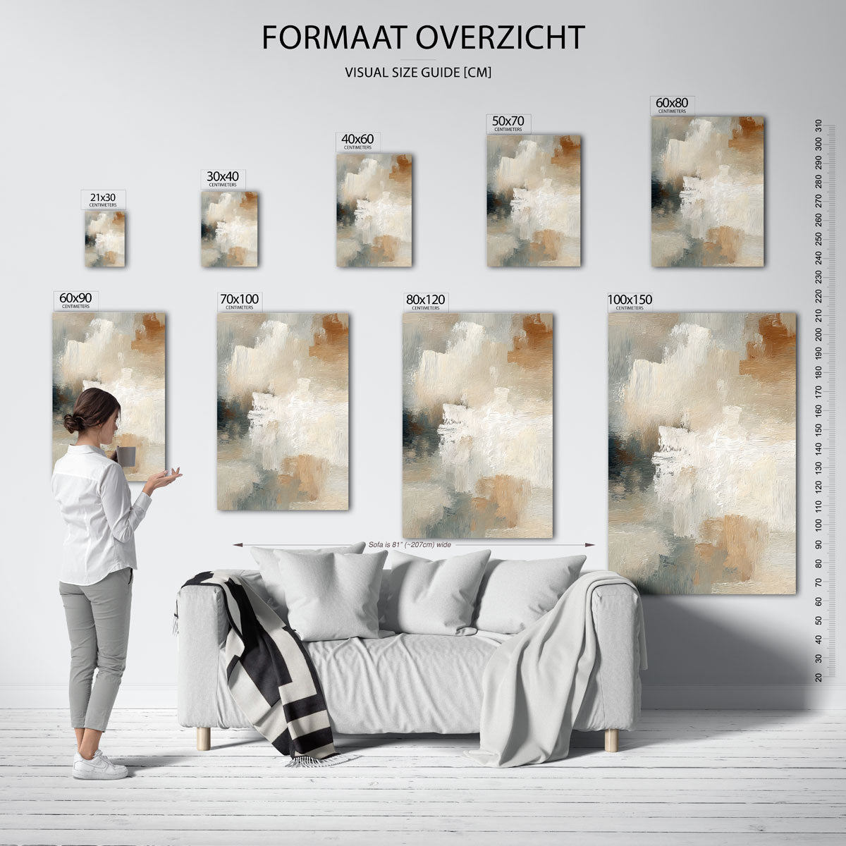 Abstracte beige en grijze Poster