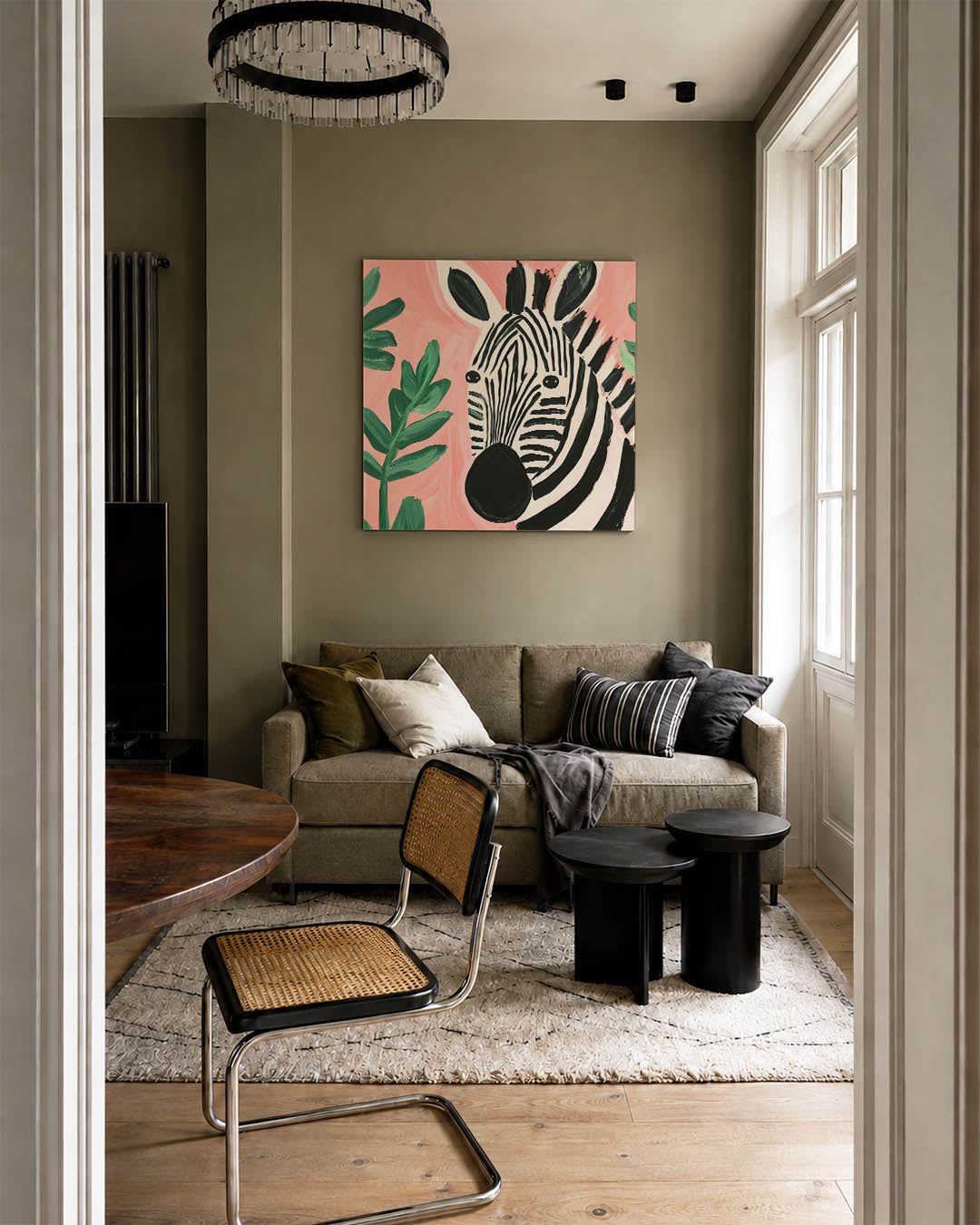 Zebra en bladeren Kunstwerk