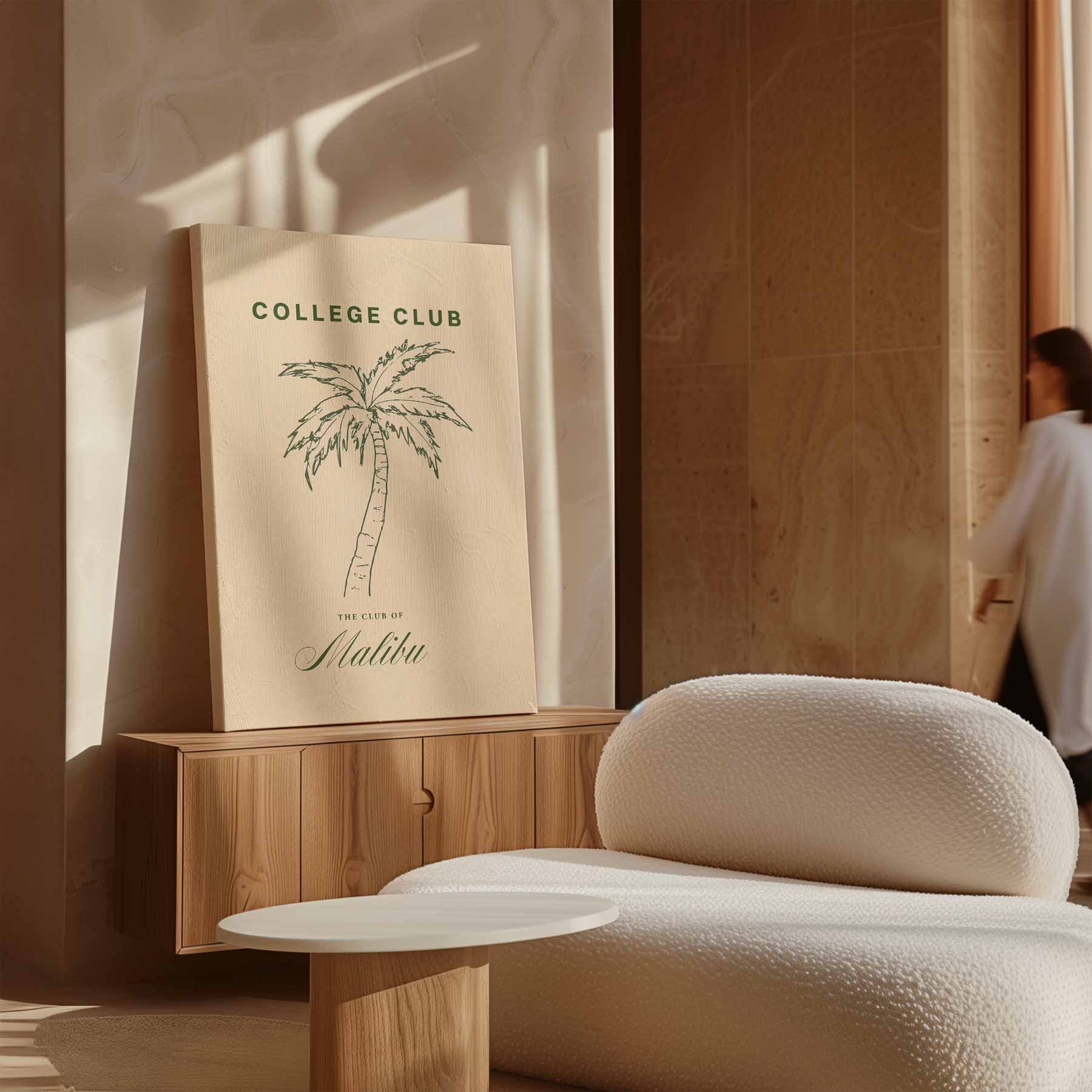 Palmboom Illustratie - College Club Kunstwerk-canvas-dibond-plexiglas-wanddecoratie-WallArtistic
