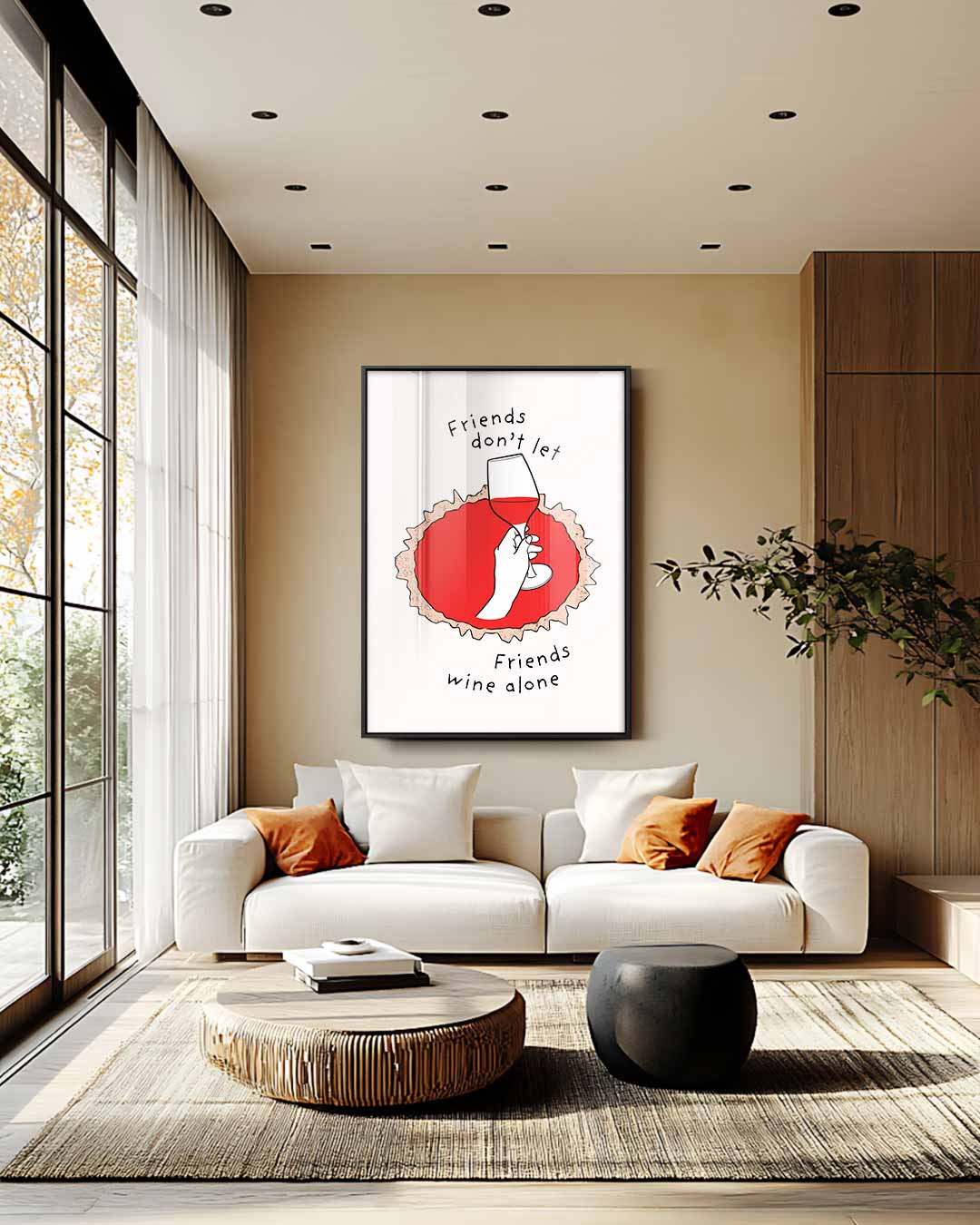 Gezelligheid met Wijn Kunstwerk-canvas-dibond-plexiglas-wanddecoratie-WallArtistic