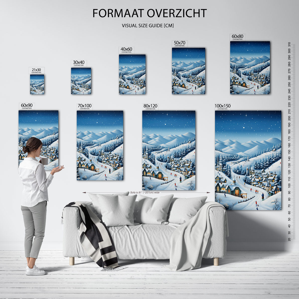 Winterdorp in de bergen Poster
