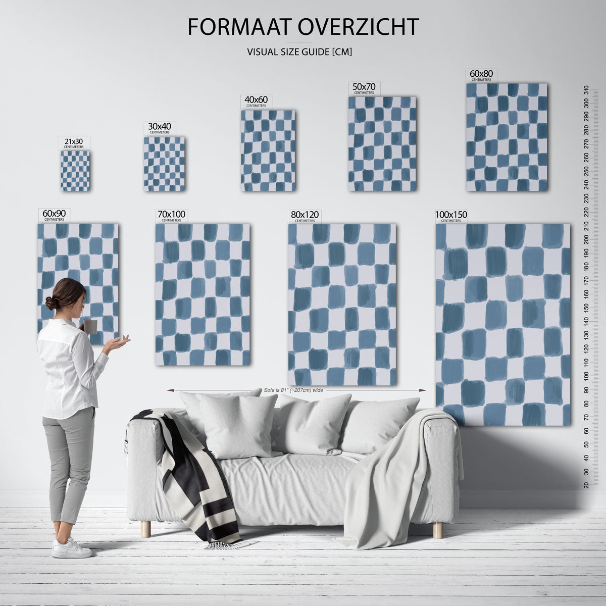 Blauwe vierkanten Poster