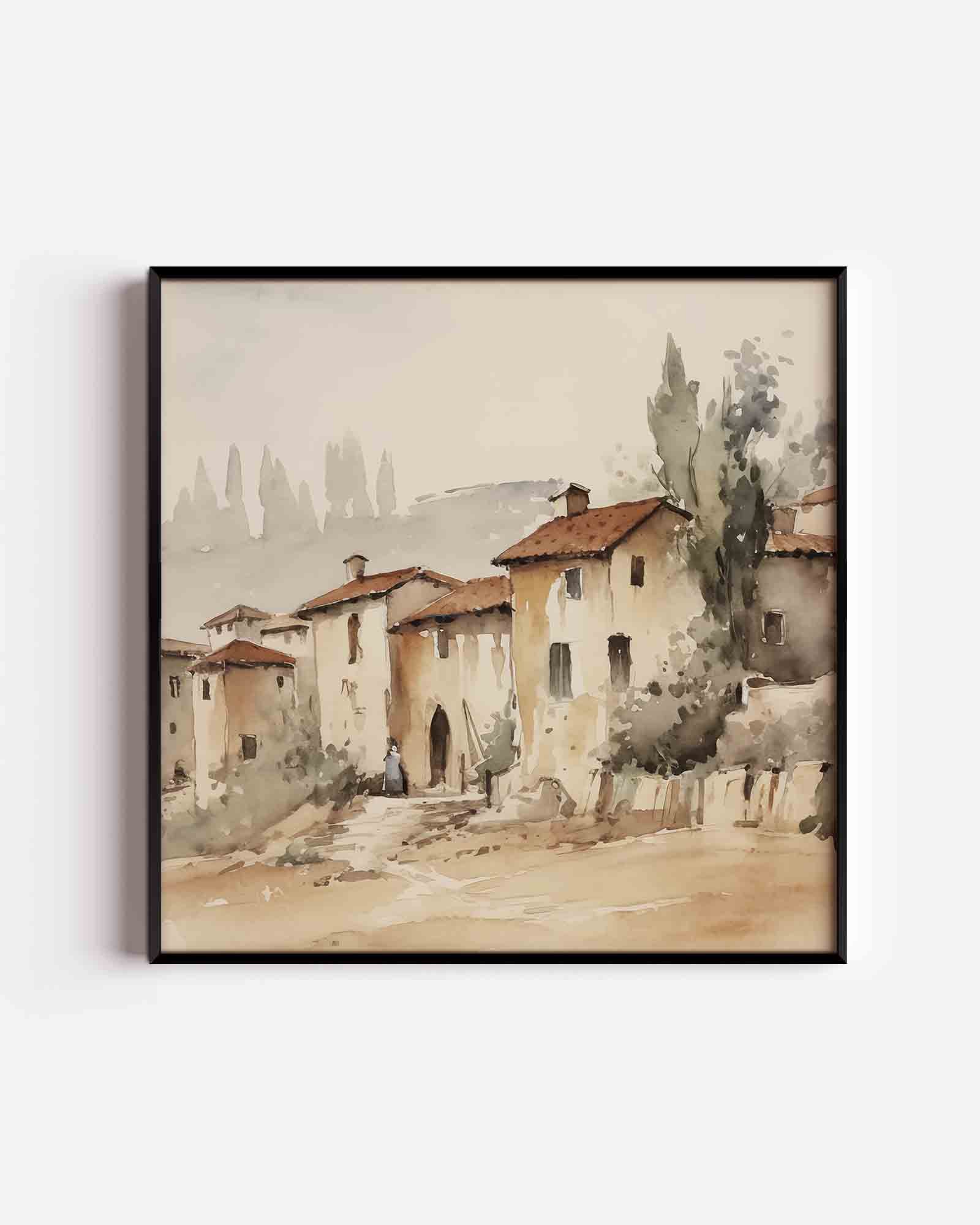 Landschap met huizen Poster