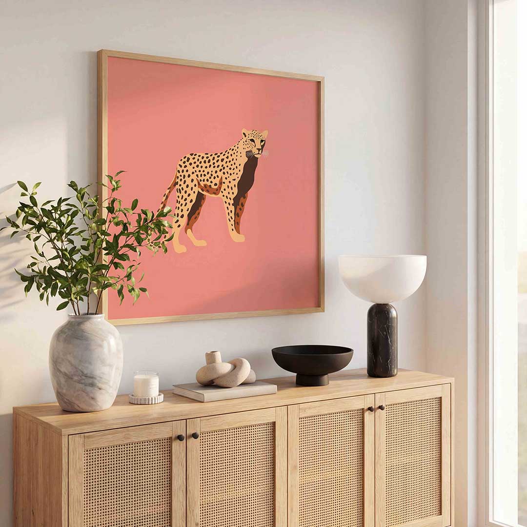 Luipaard op roze Poster