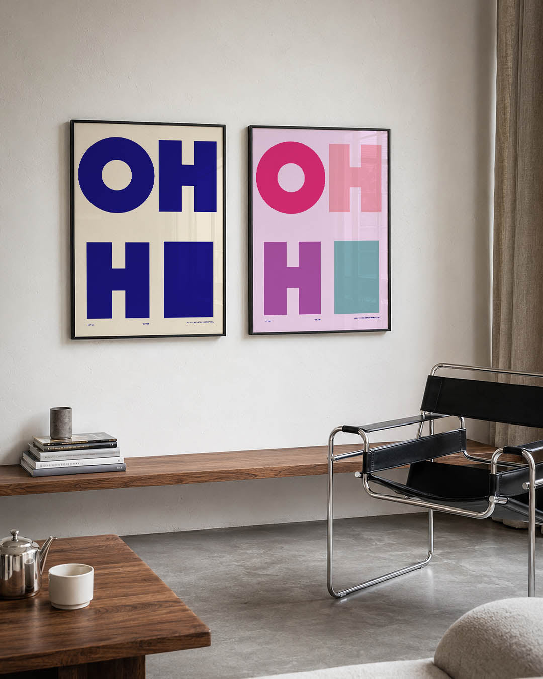 Blauwe lettervormen Posterset
