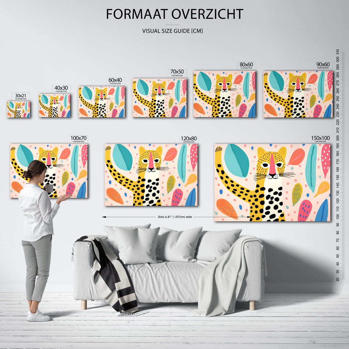 Luipaard met bladeren Poster