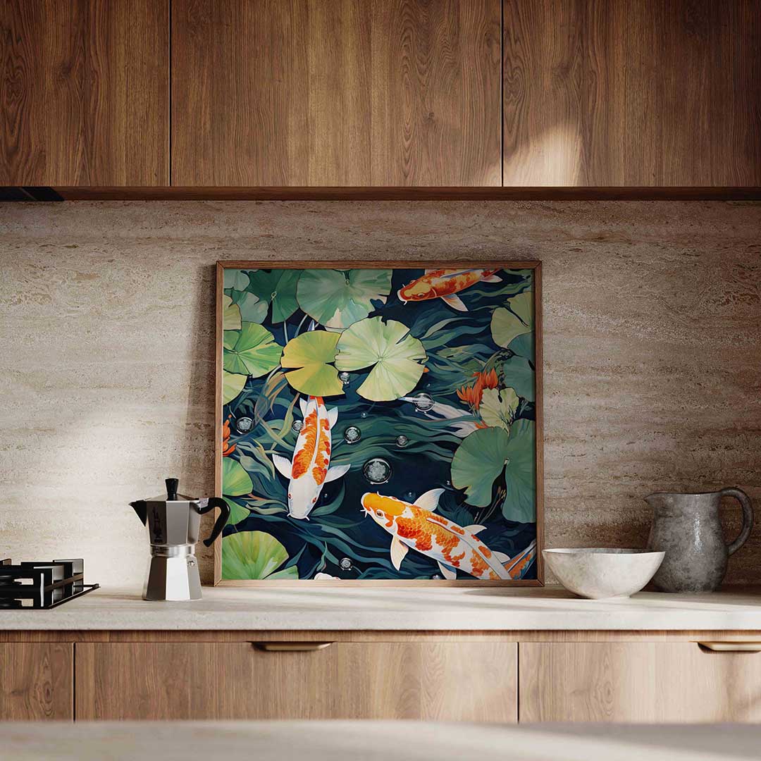 Koi vissen en waterlelies Poster
