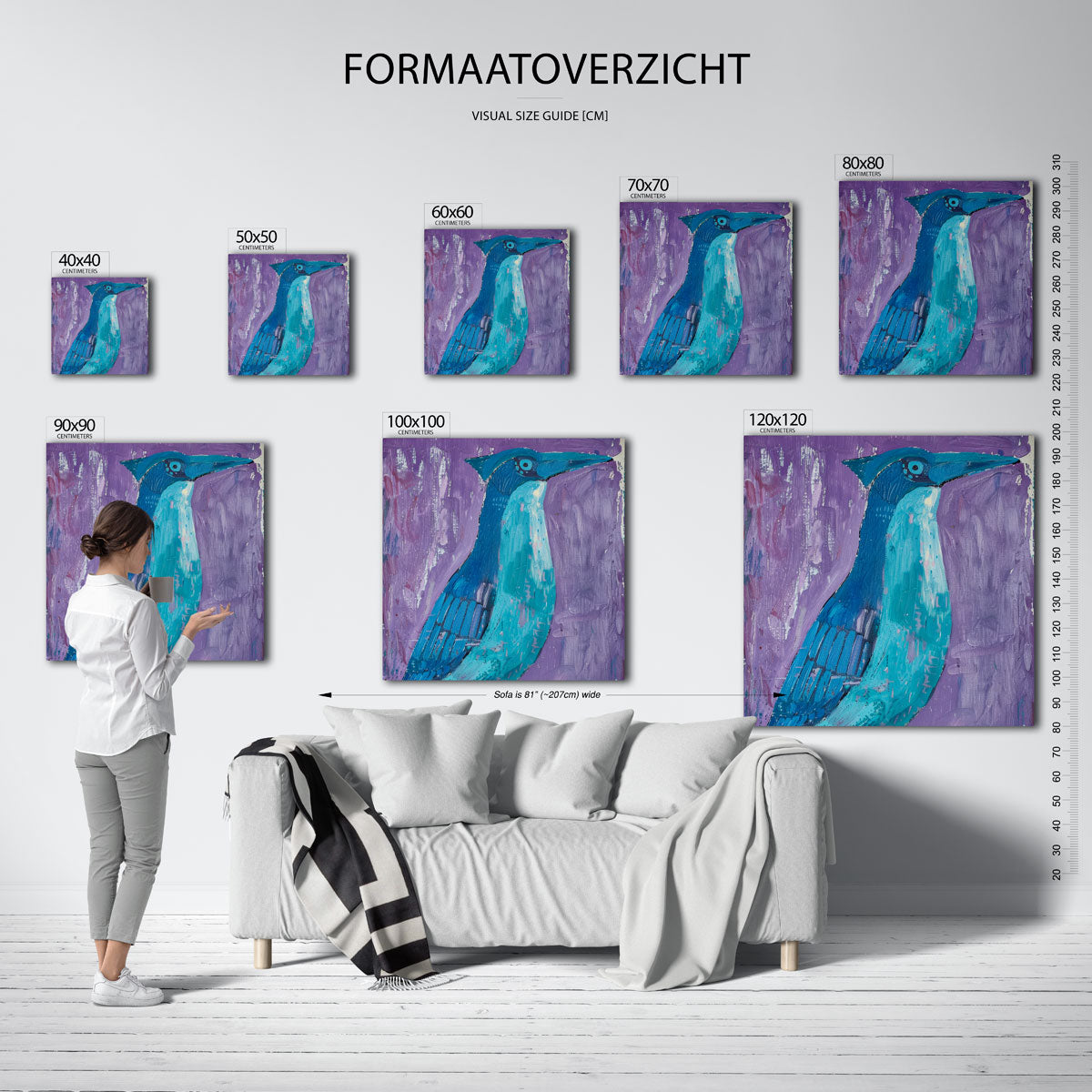 Vogel in blauw Poster