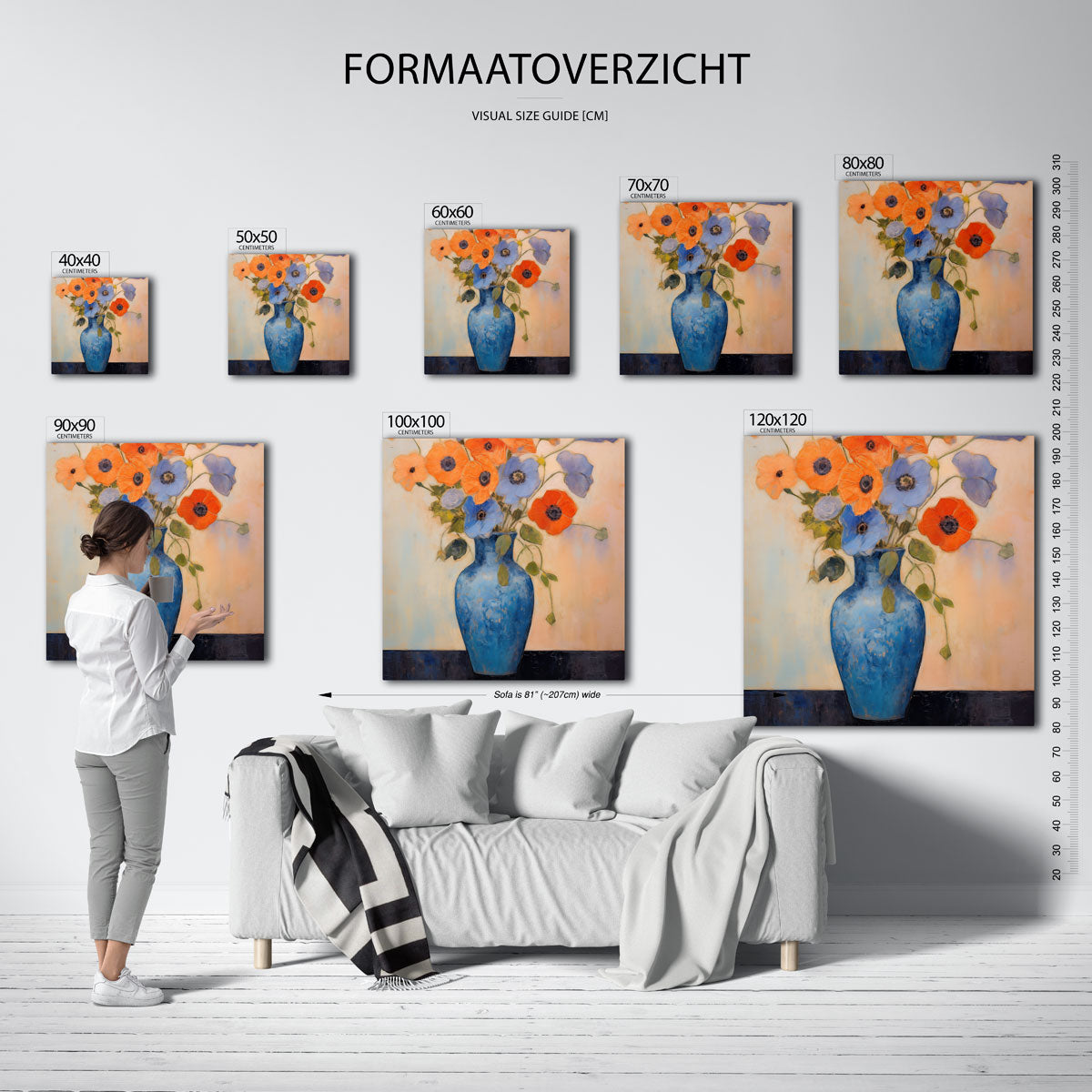 Bloemen in blauwe vaas Poster