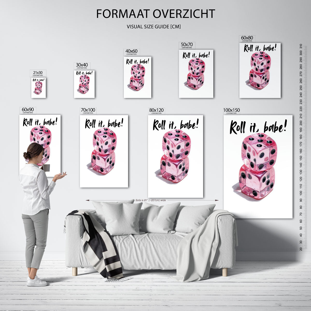 Roze dobbelstenen Poster
