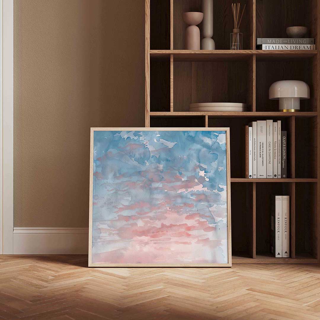 Blauwe en roze lucht Poster