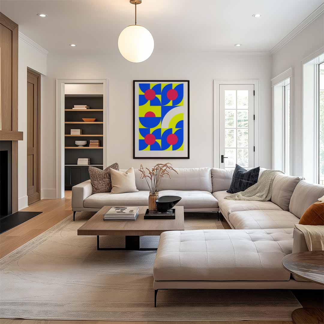 Retro Geometrisch Kleurenfeest Kunstwerk-canvas-dibond-plexiglas-wanddecoratie-WallArtistic