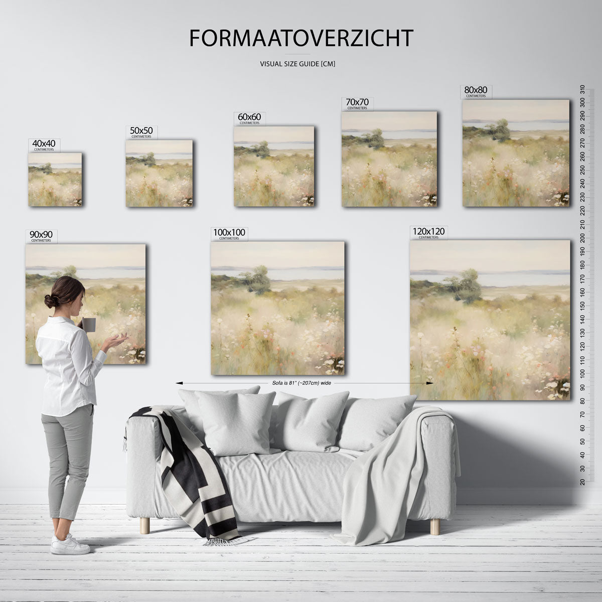 Bloemenveld bij zee Poster