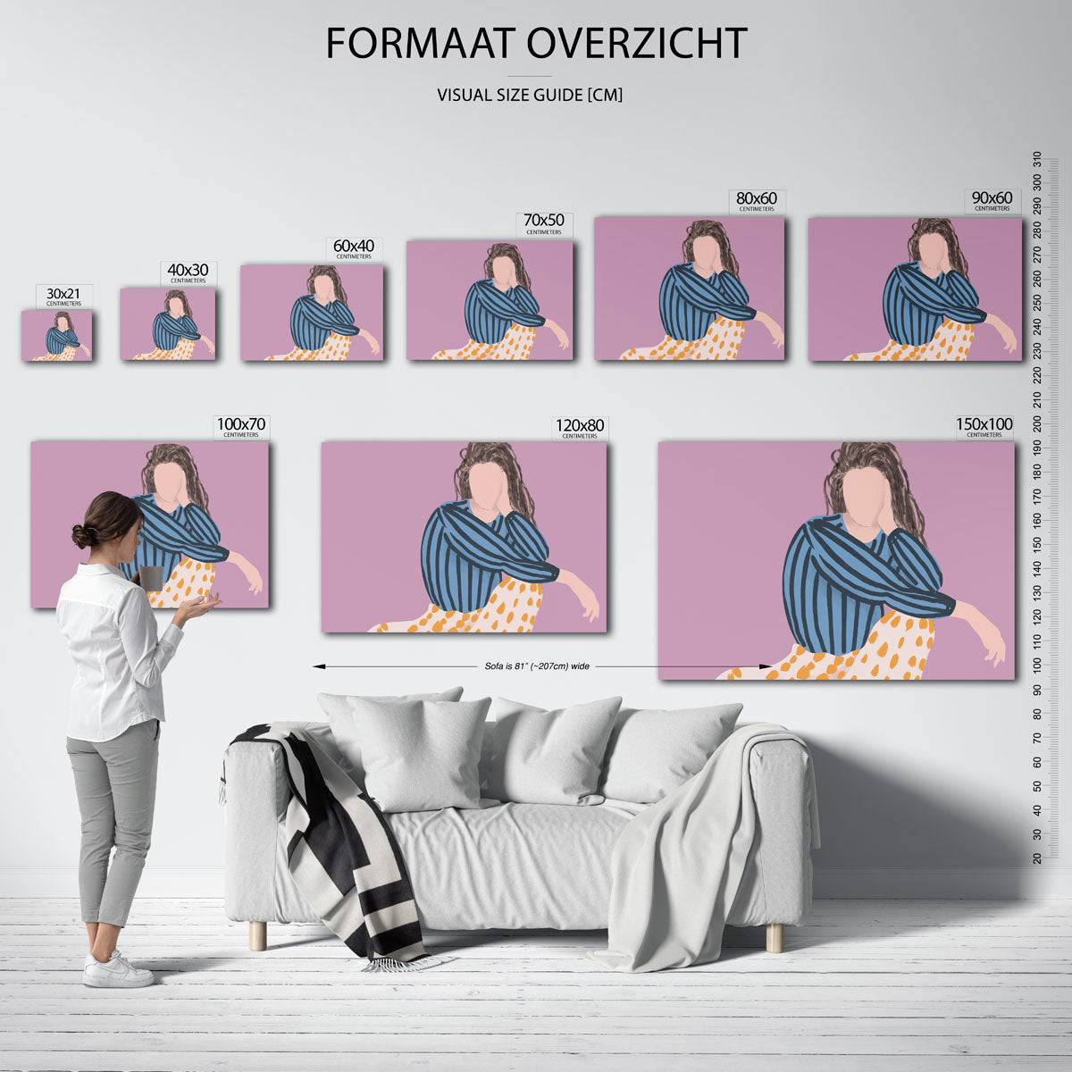 Gestreepte trui en stippen rok Poster