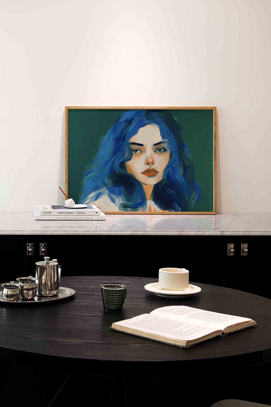 Vrouw met blauwe haren Poster