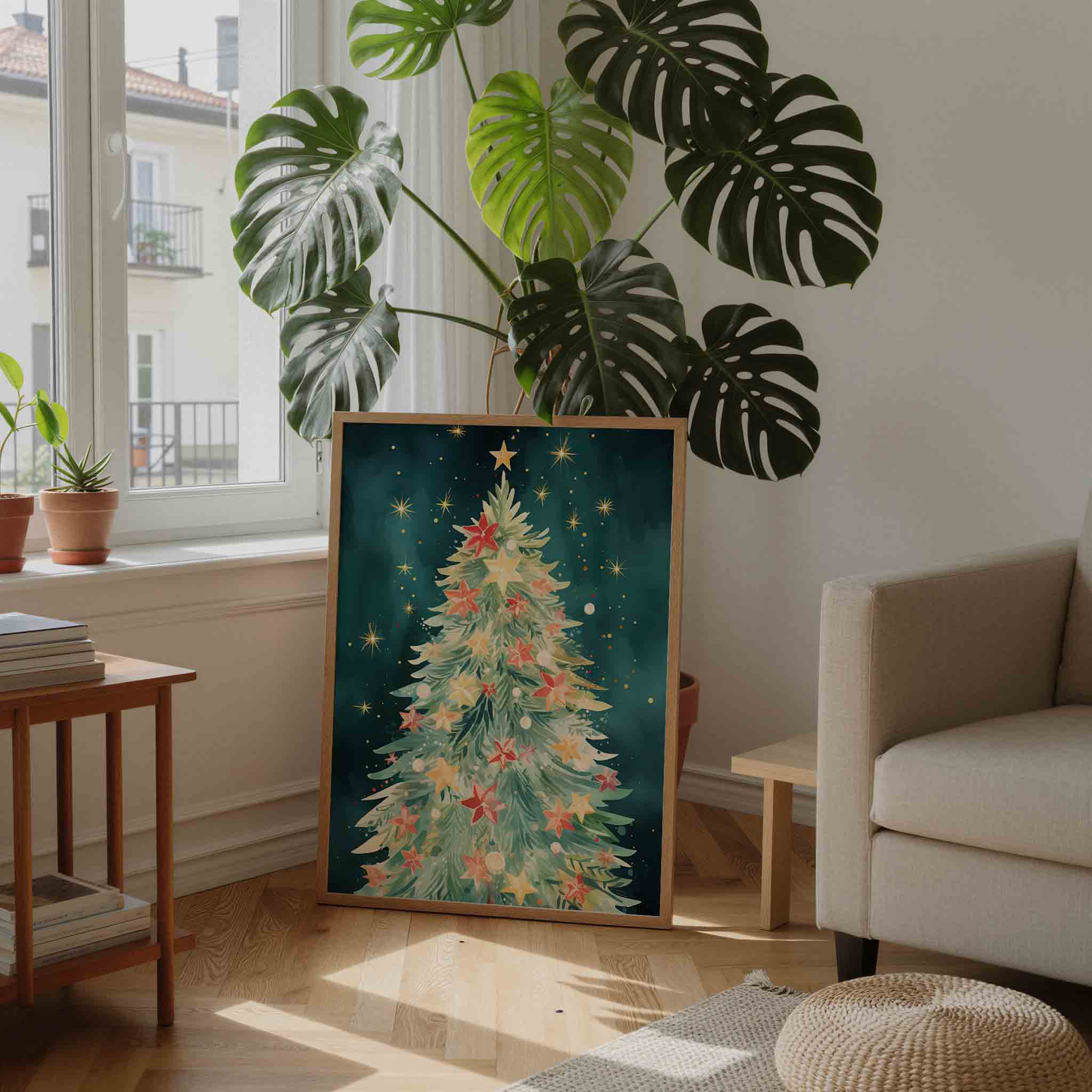 Kerstboom met sterren Poster