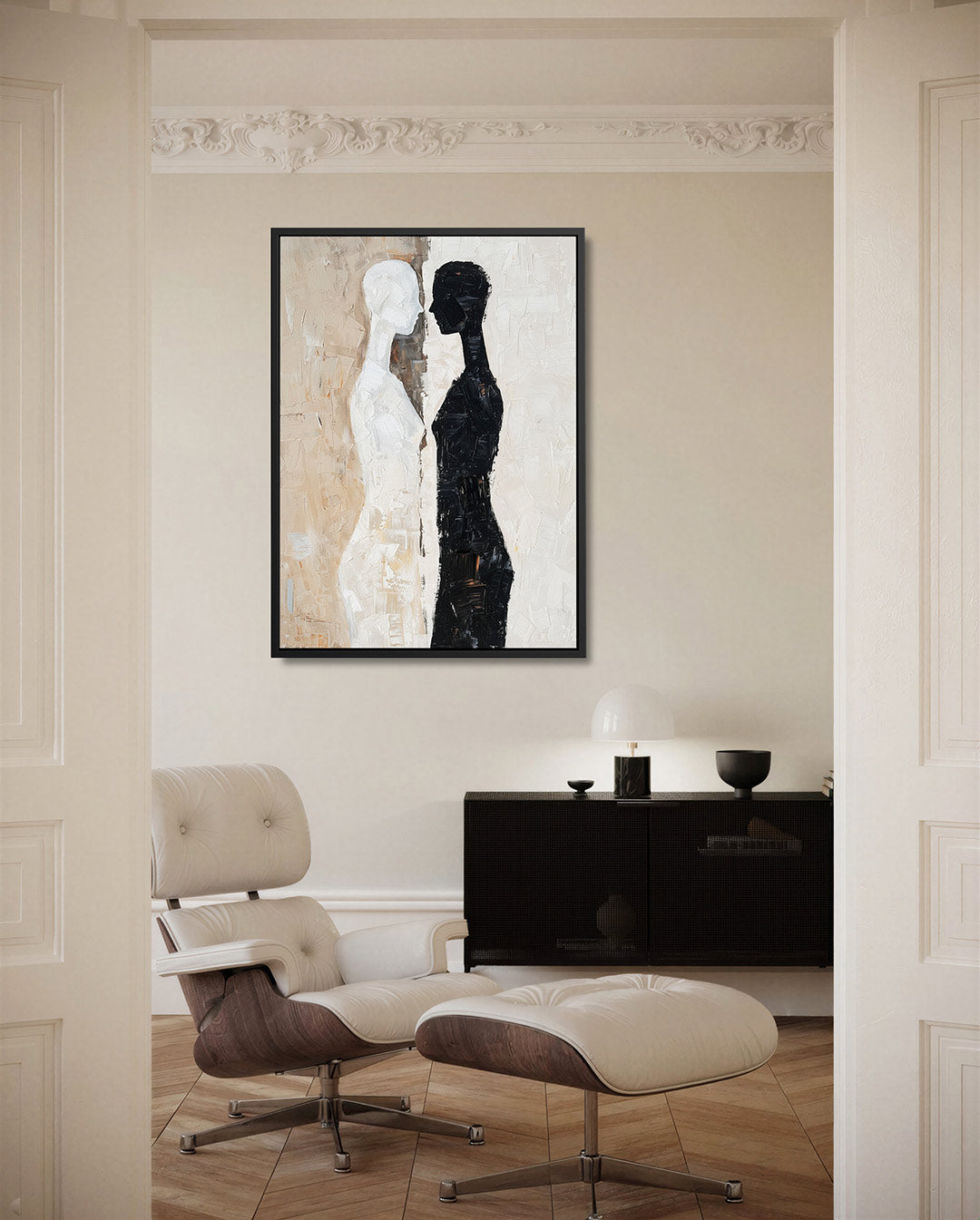 Tegenovergestelde silhouetten Kunstwerk