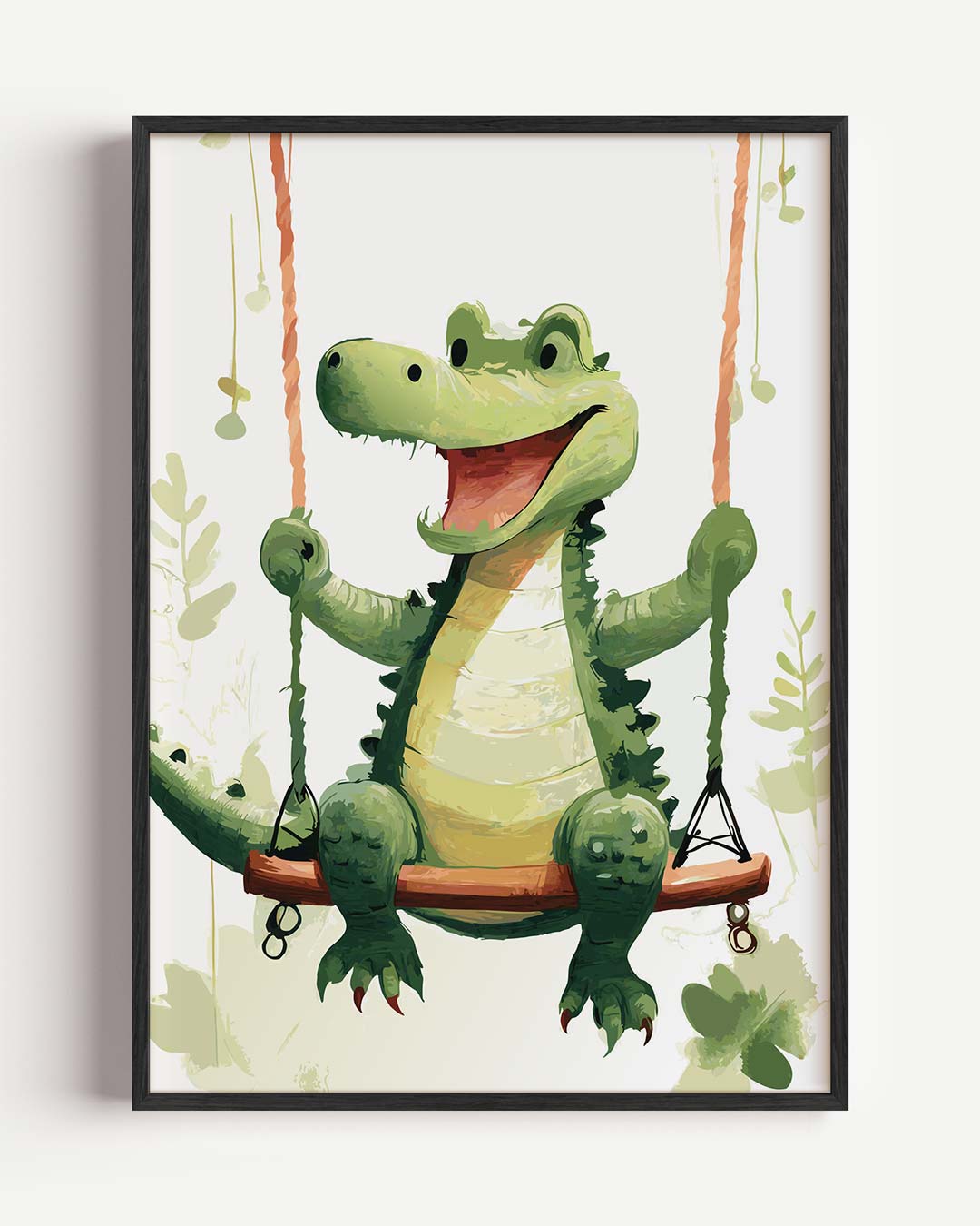 Vrolijke Krokodil op Schommel Poster-WallArtistic