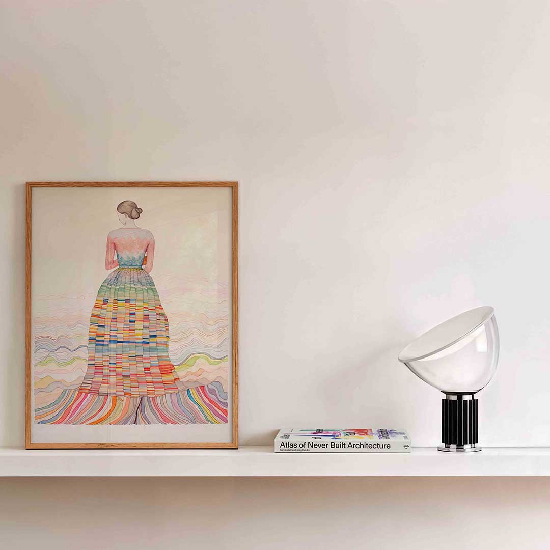 Vrouw met kleurrijke jurk Poster