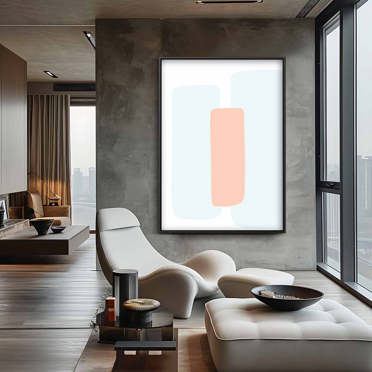 Rustgevende Pastelvormen Kunstwerk-canvas-dibond-plexiglas-wanddecoratie-WallArtistic