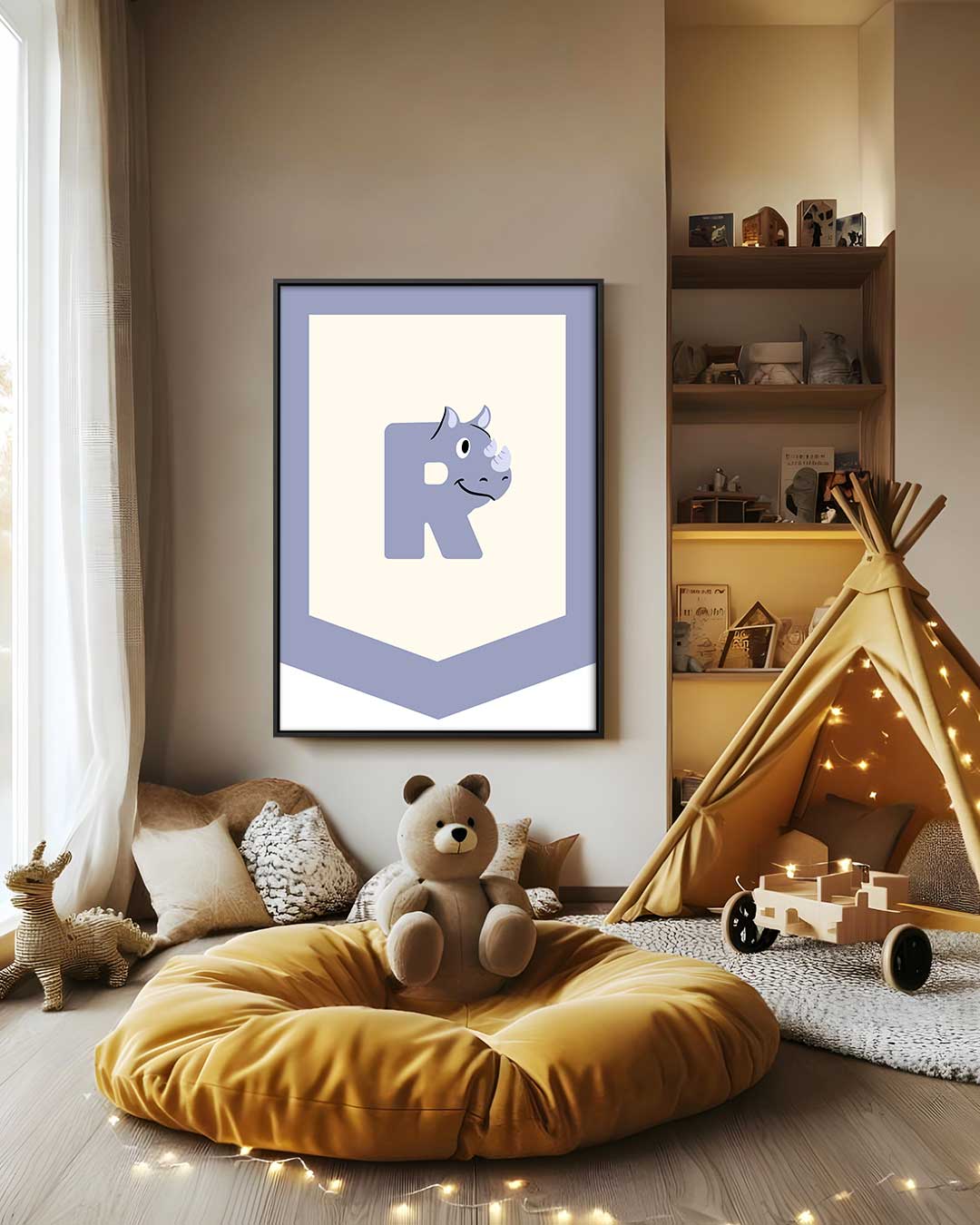 Speelse Neushoorn Logo Kunstwerk-canvas-dibond-plexiglas-wanddecoratie-WallArtistic