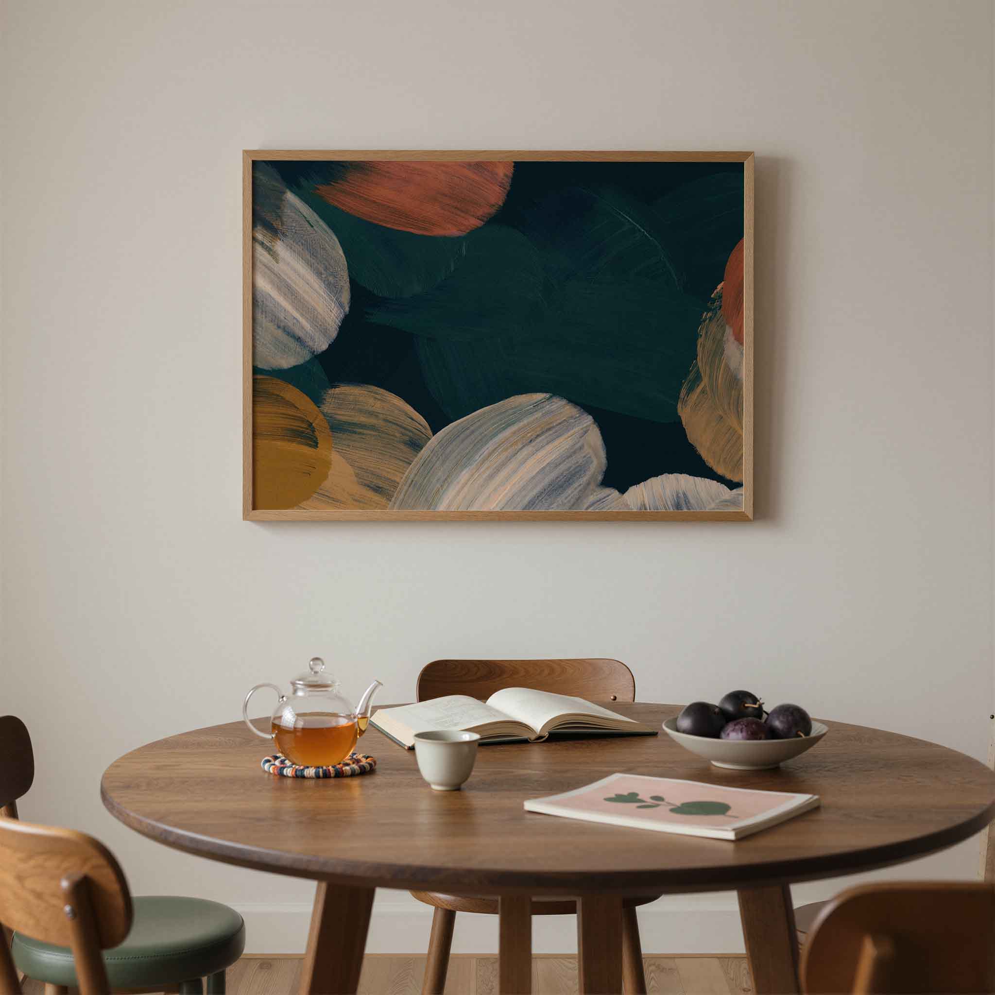 Abstracte penseelstreken Poster