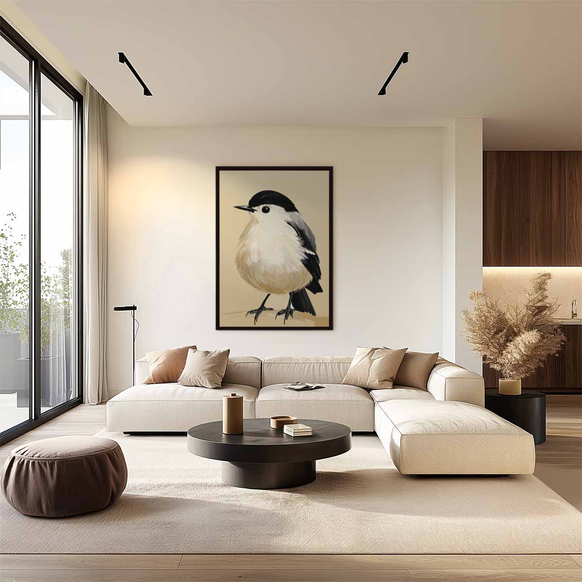Fluffy Vogel Illustratie Kunstwerk-canvas-dibond-plexiglas-wanddecoratie-WallArtistic