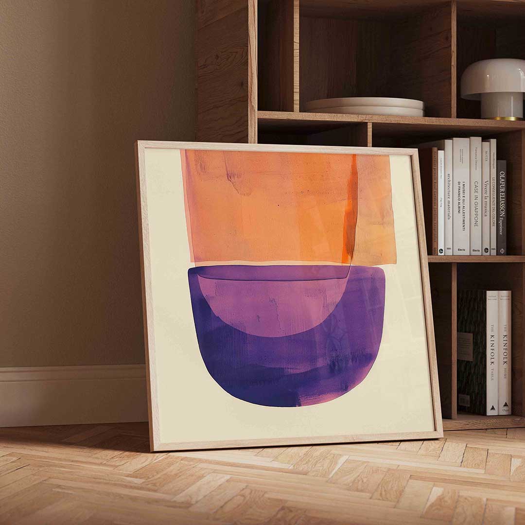 Oranje en paarse vormen Poster