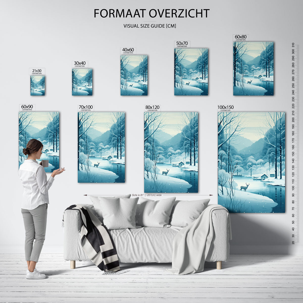 Winterlandschap met hert Poster