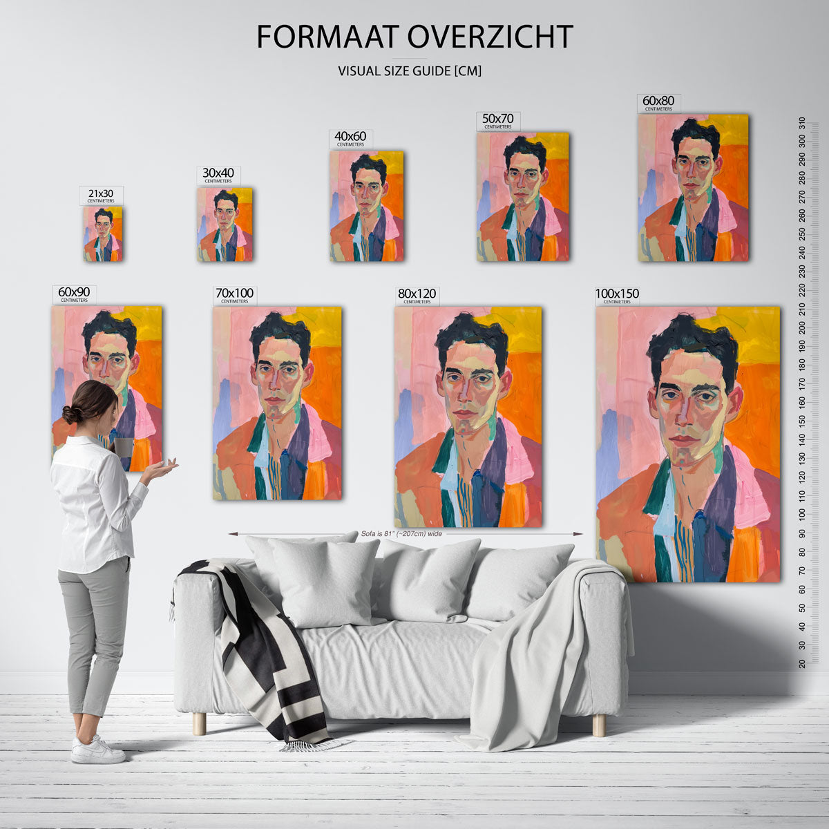 Portret met kleurrijke achtergrond Poster