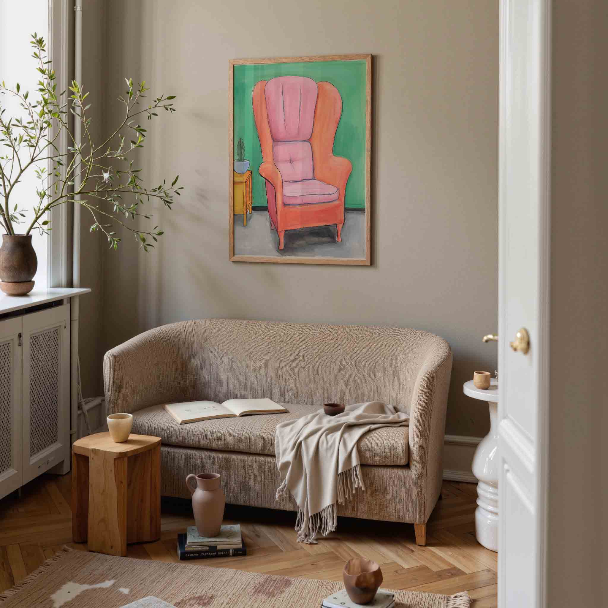 Roze fauteuil Poster