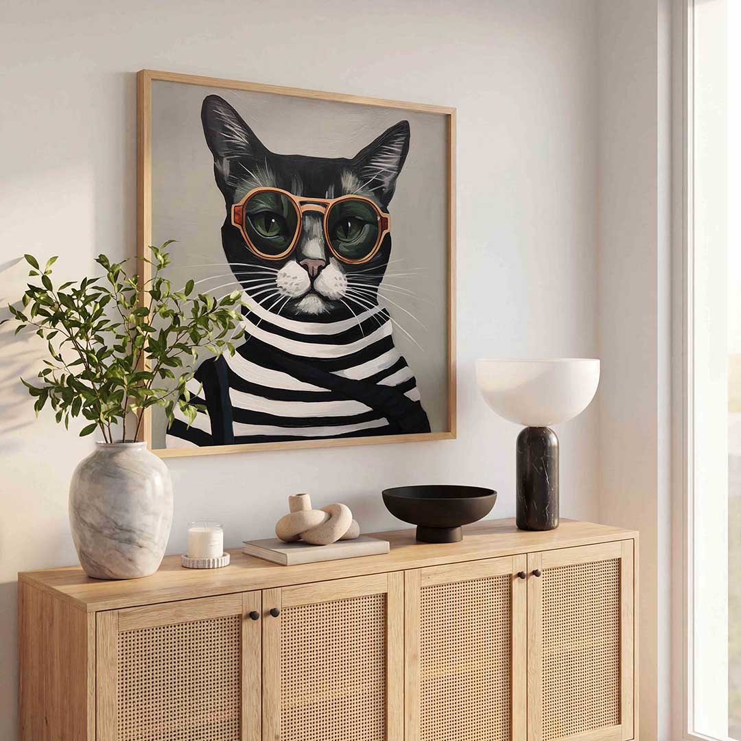 Kat met zonnebril Poster