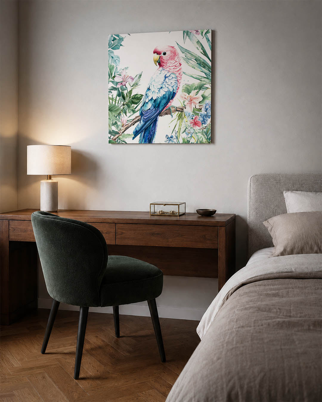 Vrolijke papegaai Kunstwerk