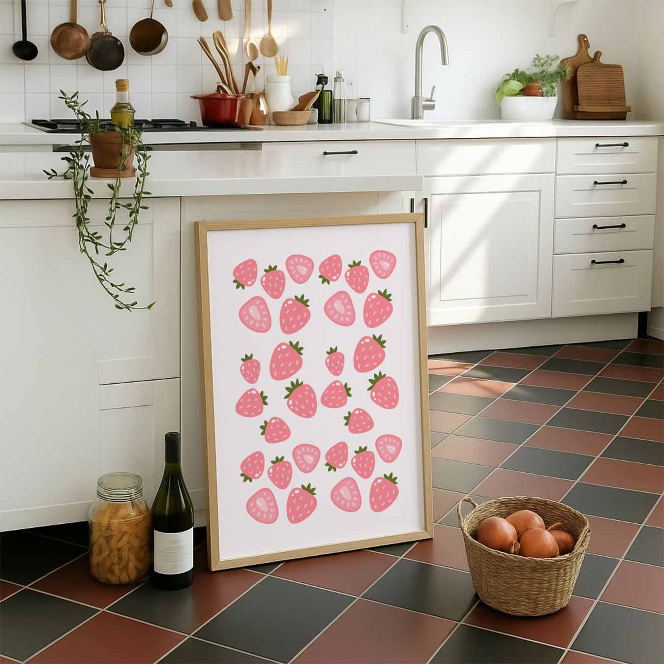 Vrolijke Aardbeien Print Poster-WallArtistic