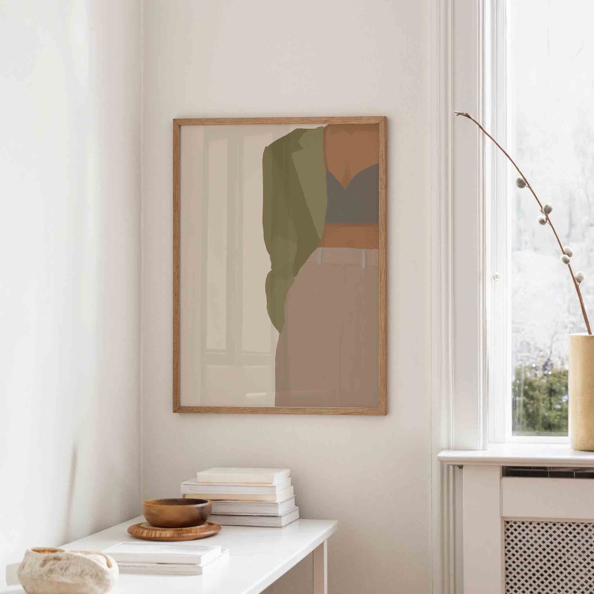Vrouw in groene jas Poster