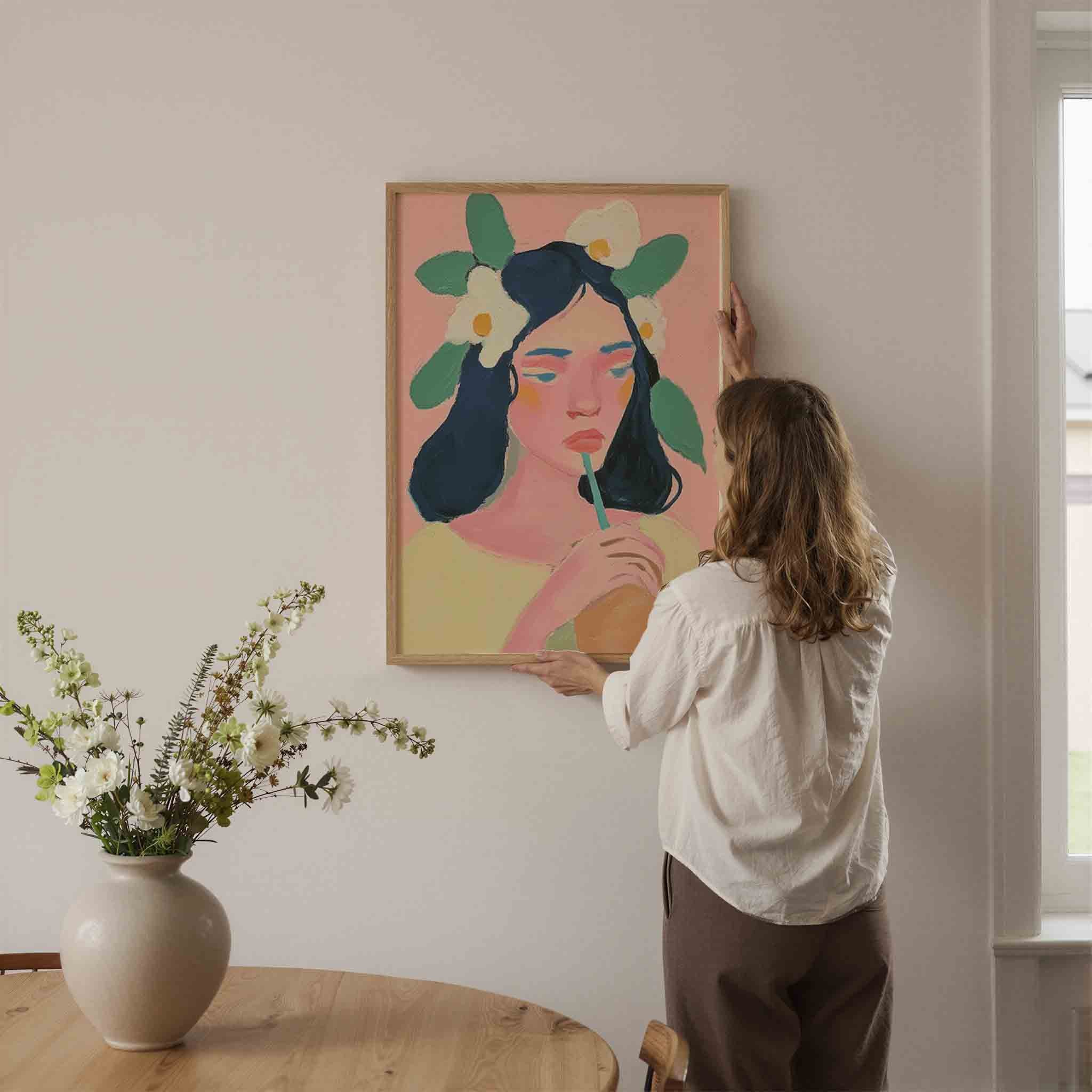 Vrouw met bloemen Poster
