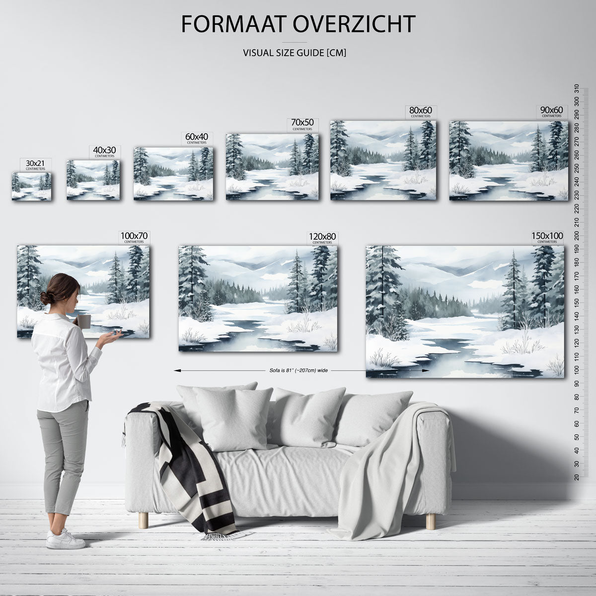 Winterlandschap met besneeuwde bomen Poster