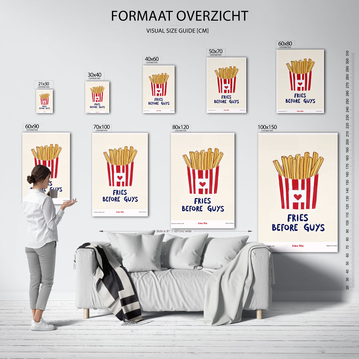 Frietjes in rood witte verpakking Poster