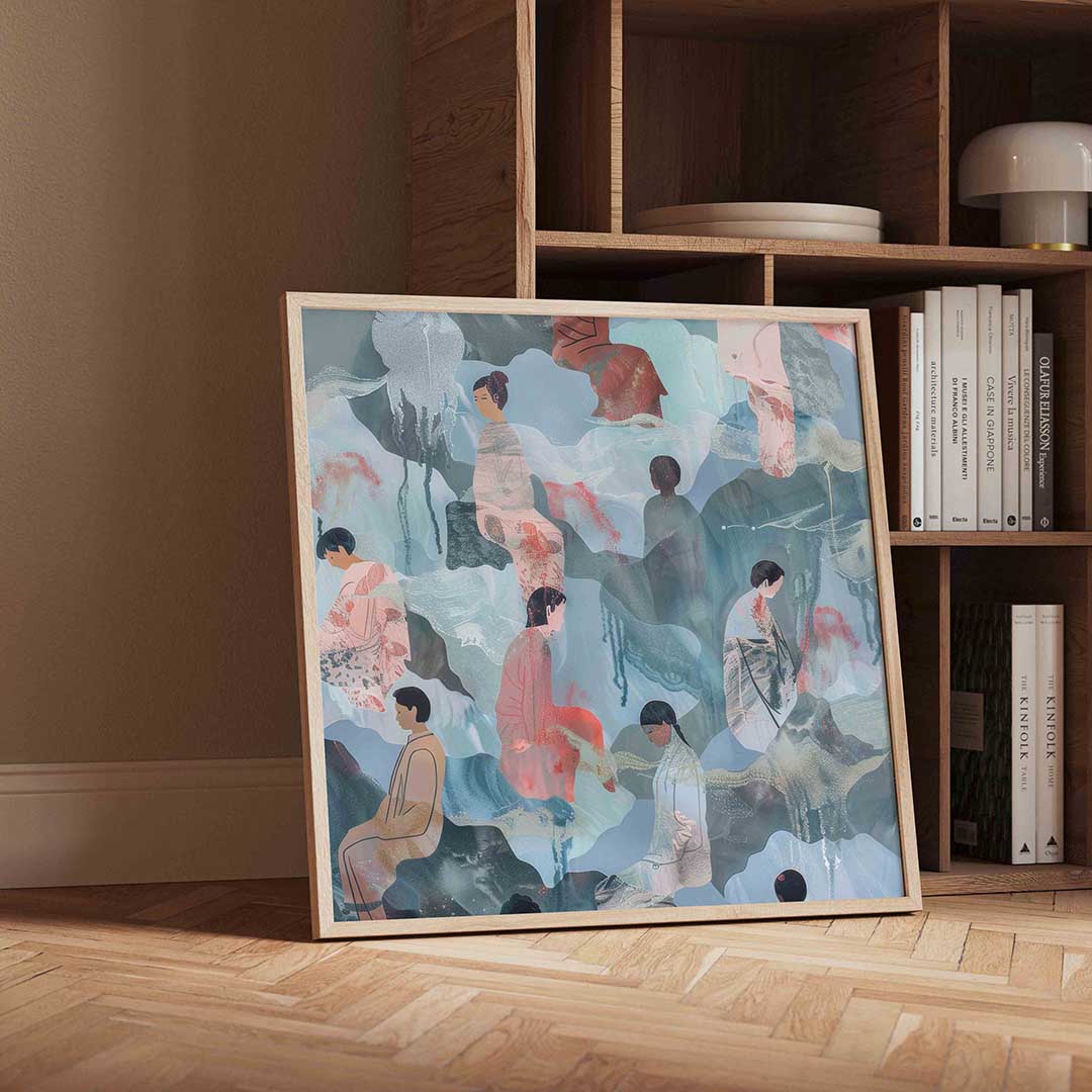 Zittende figuren Poster
