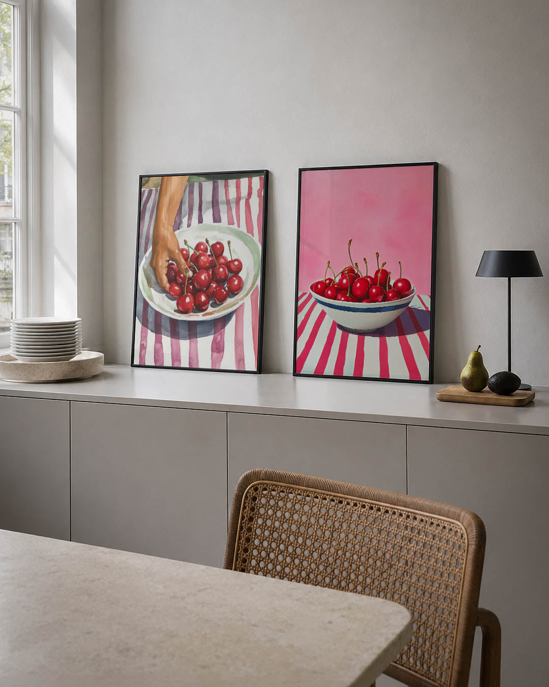 Kersen en strepen Posterset