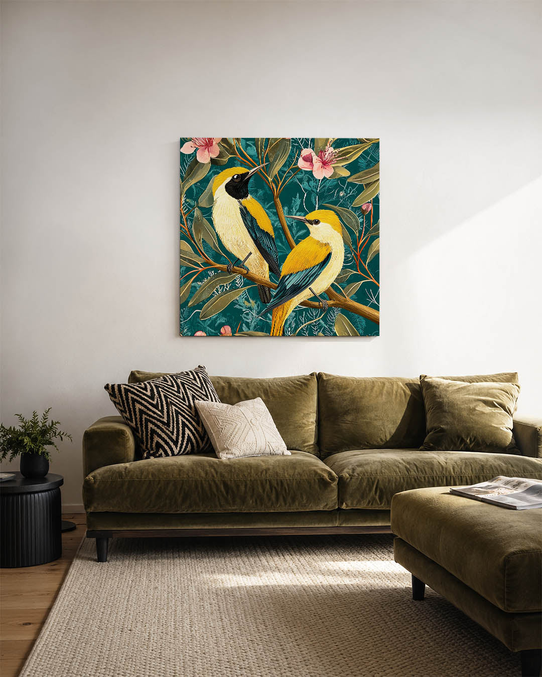 Vogels en bloemen Kunstwerk