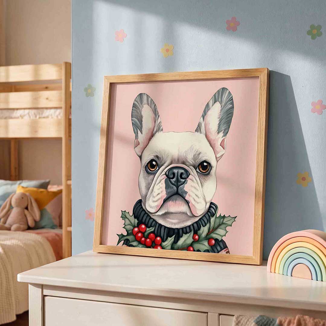 Franse bulldog met hulst Poster
