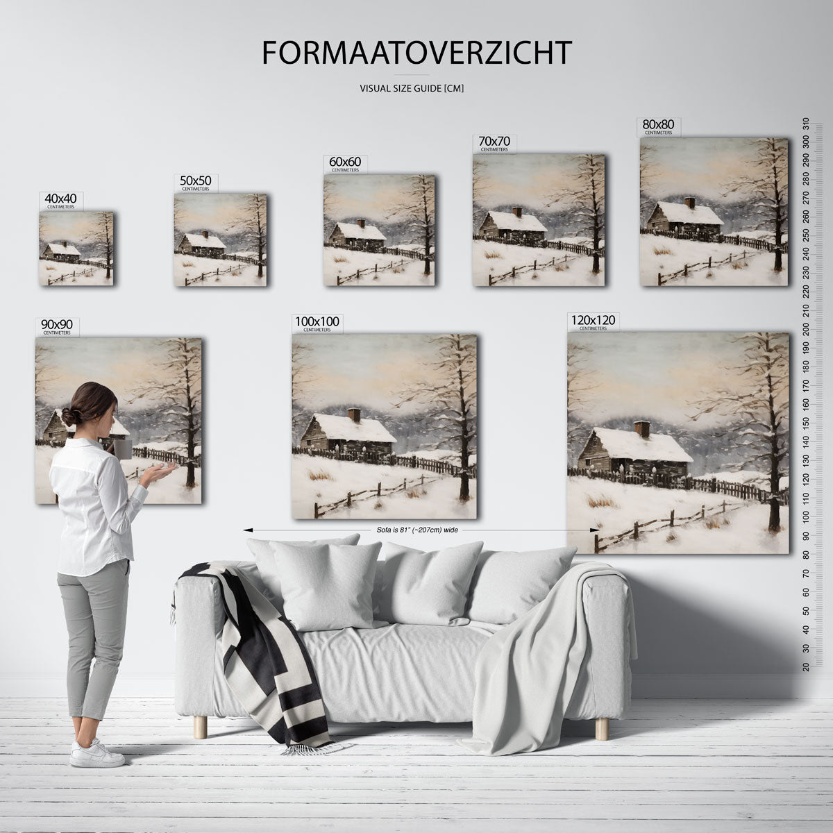 Winterlandschap met huis Poster