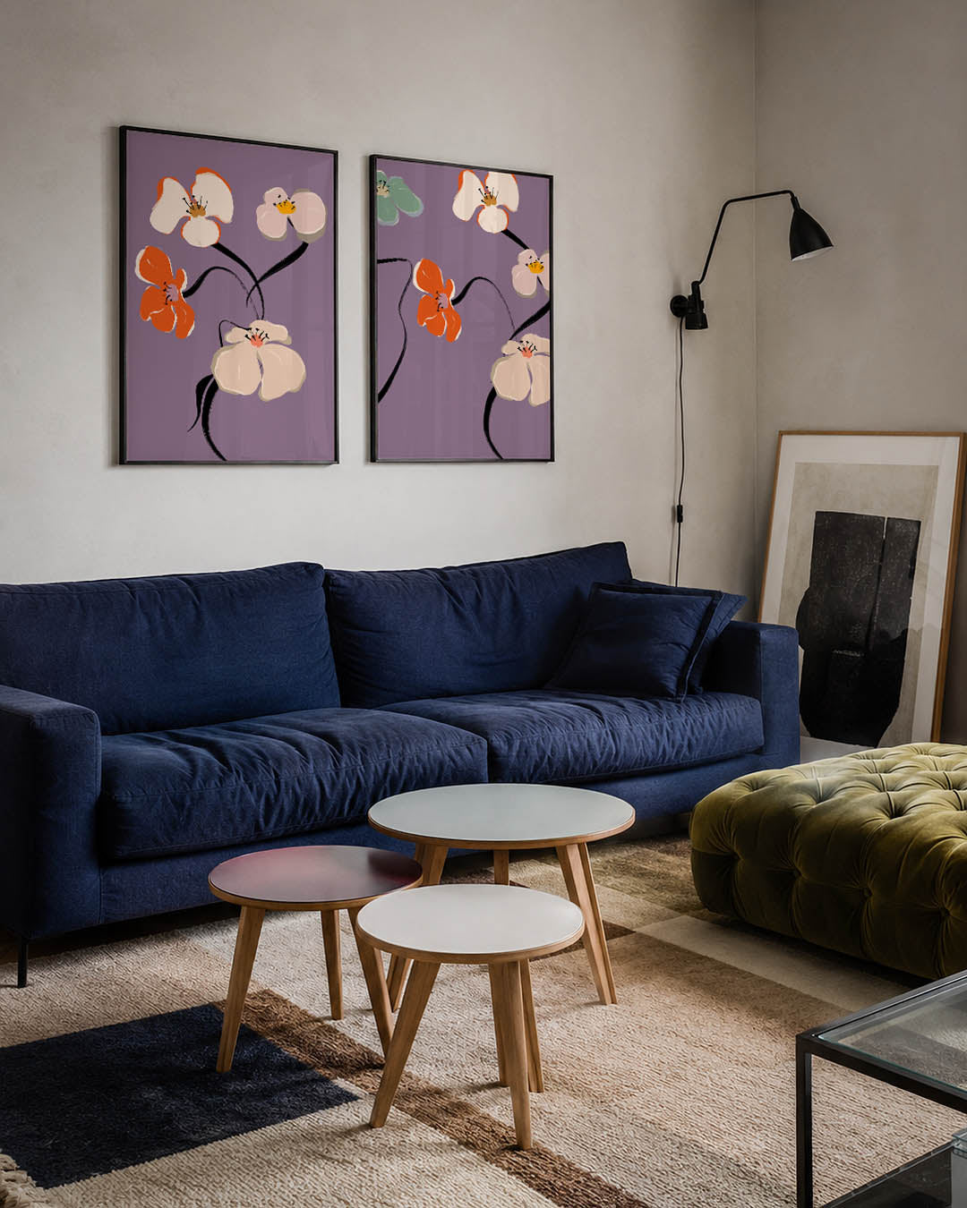 Bloemvormen en lijnen Posterset