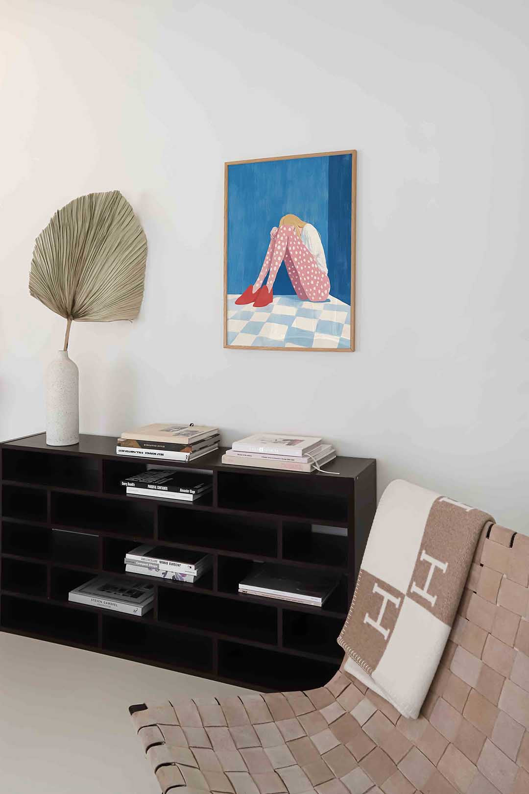 Zittende figuur met stippen Poster