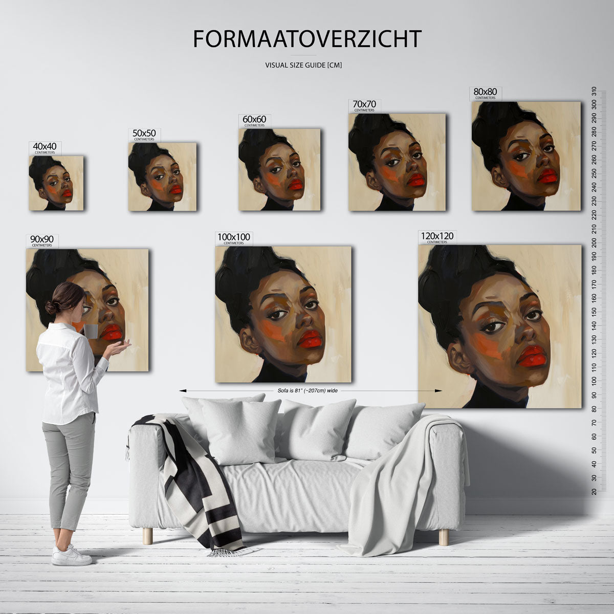 Portret met rode lippen Poster